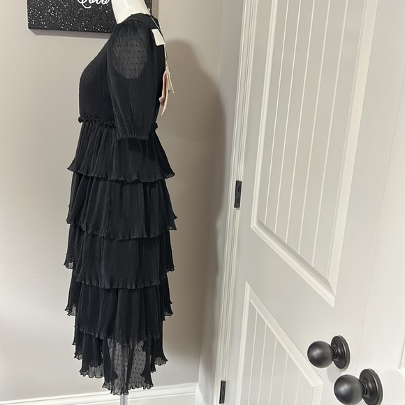 Tuckernuck ENGLISH FACTORY Dotted Mixed Media Tiered Dress Black Sz XS NEW - Picture 7 of 12